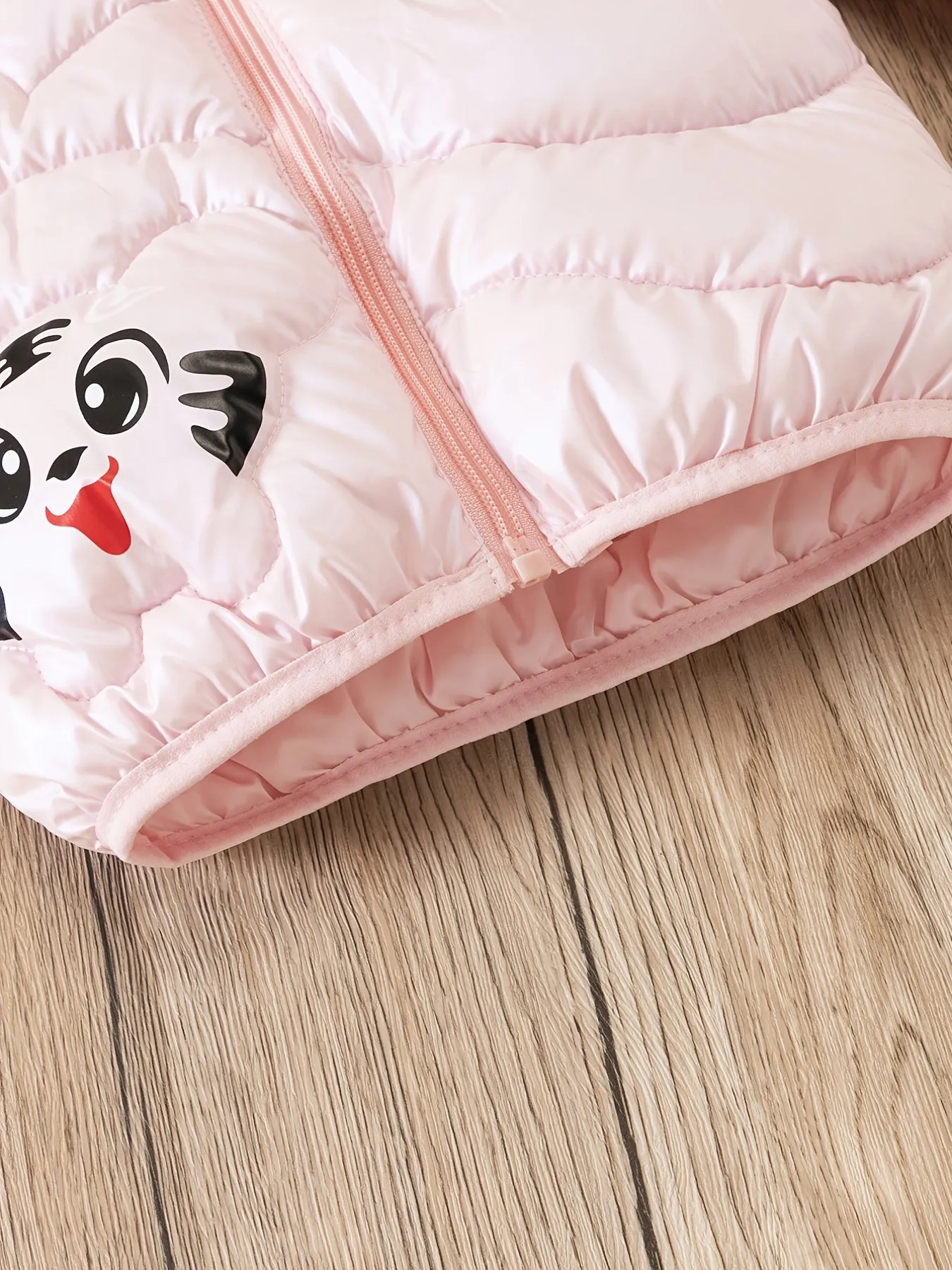 Children's Girls Cartoon Tiger Puffer Coat with Bear Ears