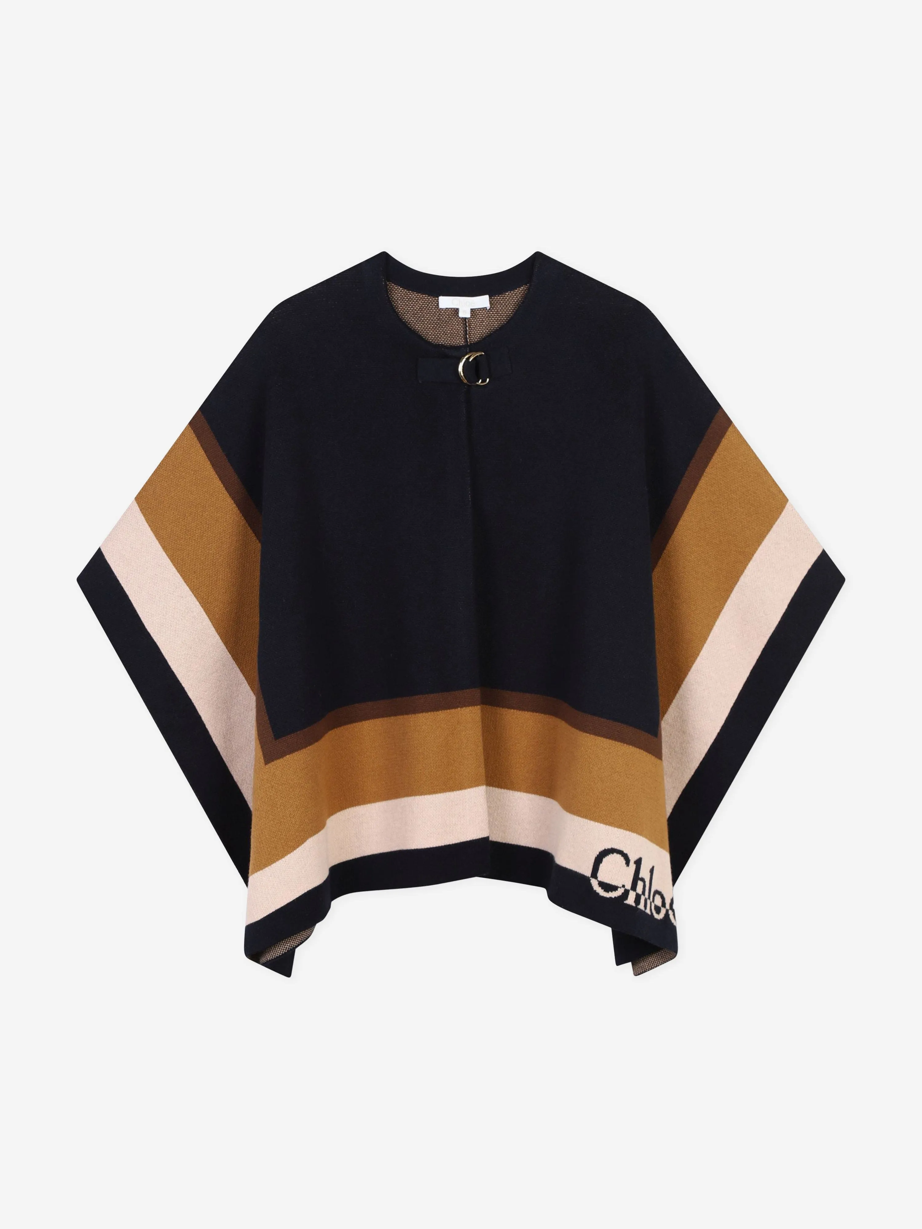 Chloé Girls Knitted Cape in Navy