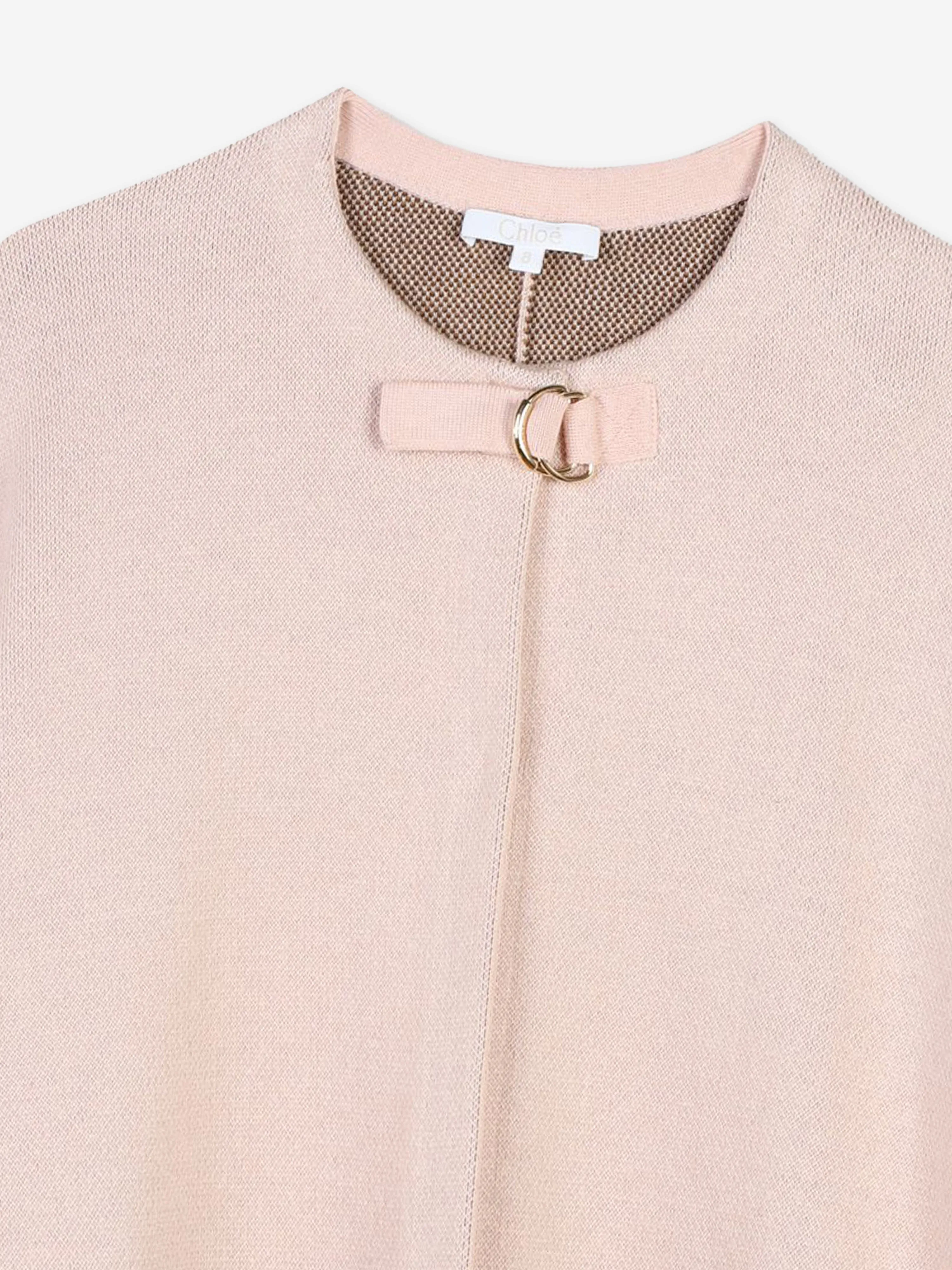 Chloé Girls Knitted Cape in Pink
