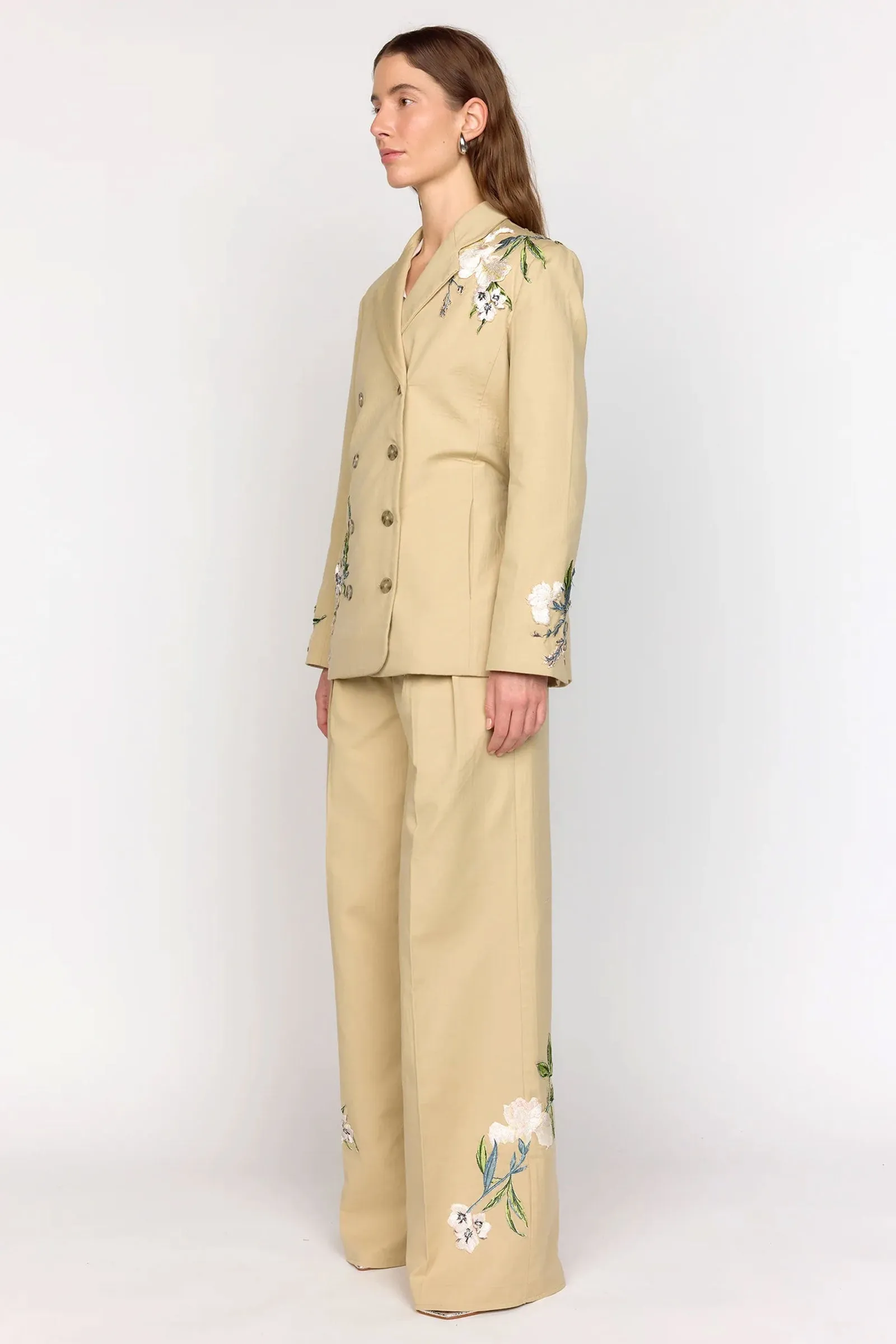Christy Lynn Brenna Blazer in Sand Embroidery