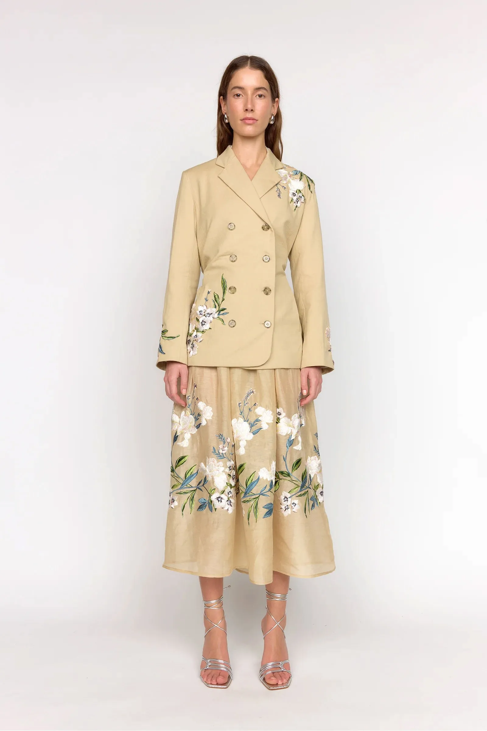 Christy Lynn Brenna Blazer in Sand Embroidery