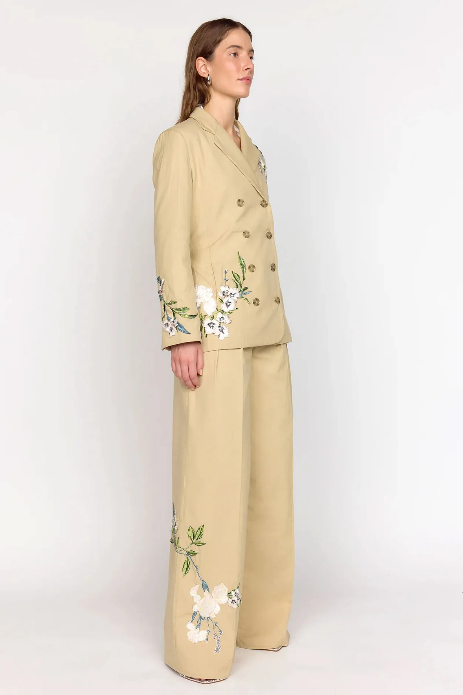Christy Lynn Brenna Blazer in Sand Embroidery