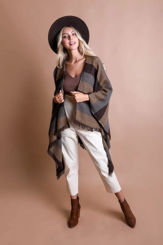 Classic Striped Knit Poncho