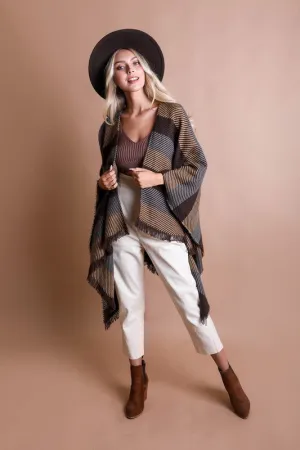 Classic Striped Knit Poncho