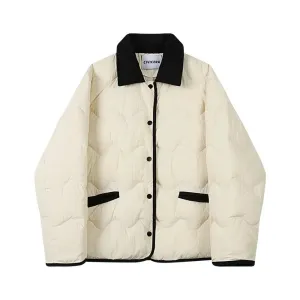 Contrast Collar Quilted Down Jacket