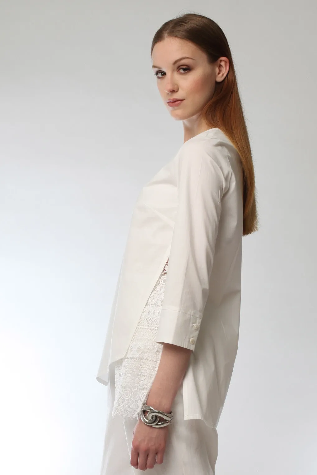 Contrast Lace Wrap Tunic Style # 1791