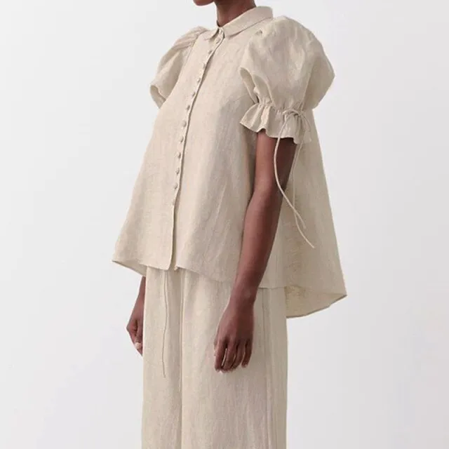 Cotton Linen Sweet Women-blouses Doll Shirt