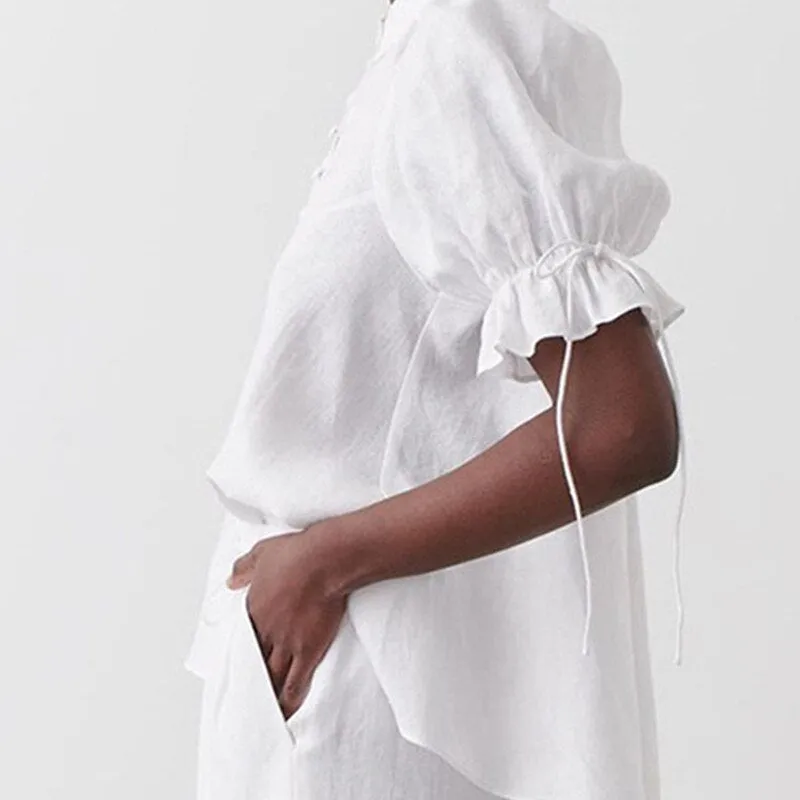 Cotton Linen Sweet Women-blouses Doll Shirt