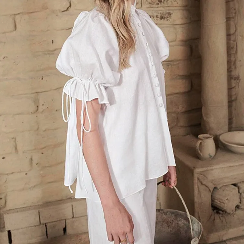 Cotton Linen Sweet Women-blouses Doll Shirt