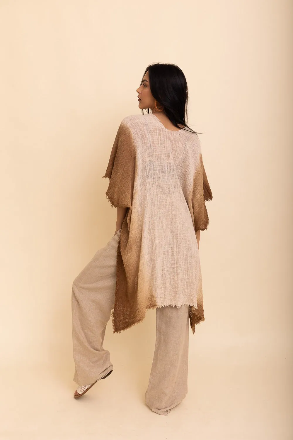 Cotton Sage Green Ombre Kimono Duster, Solid Color Kimonos