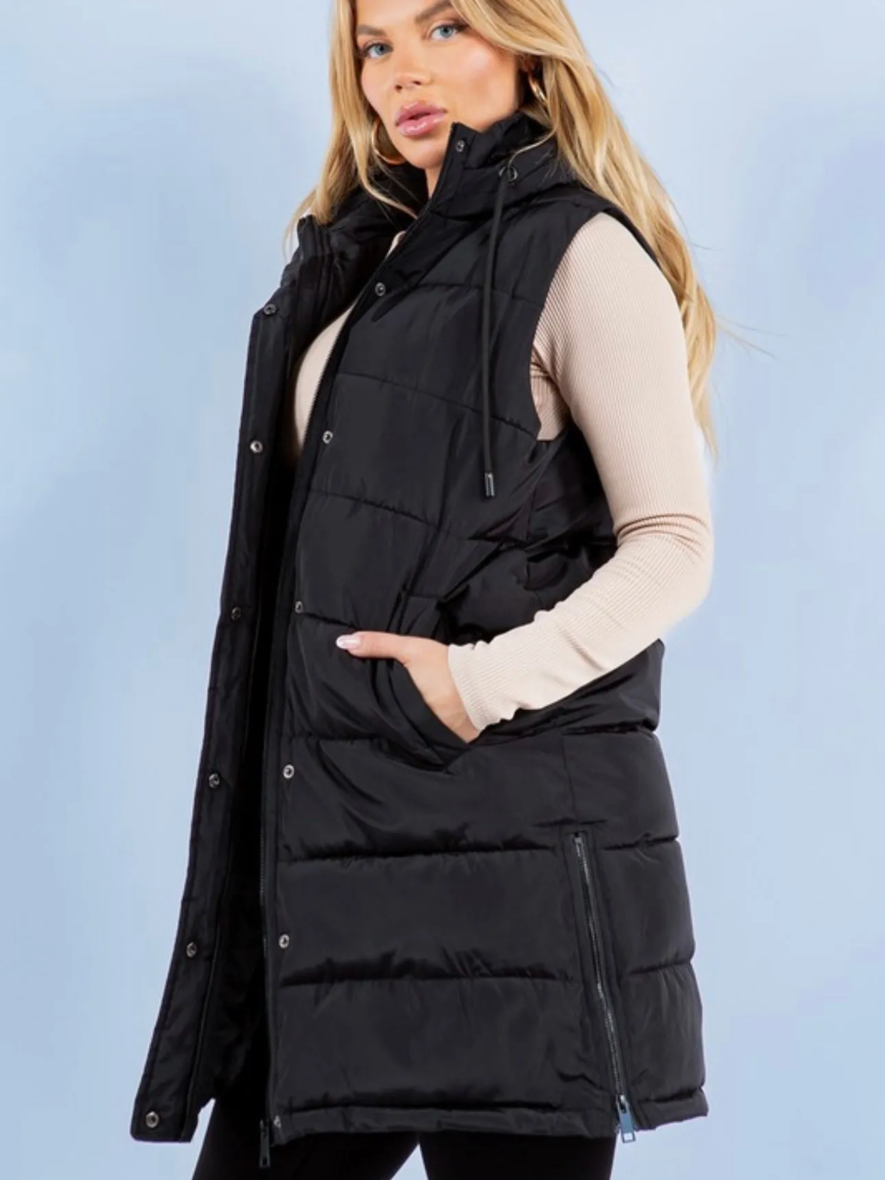 Cozy with You Puffer Vest: Black