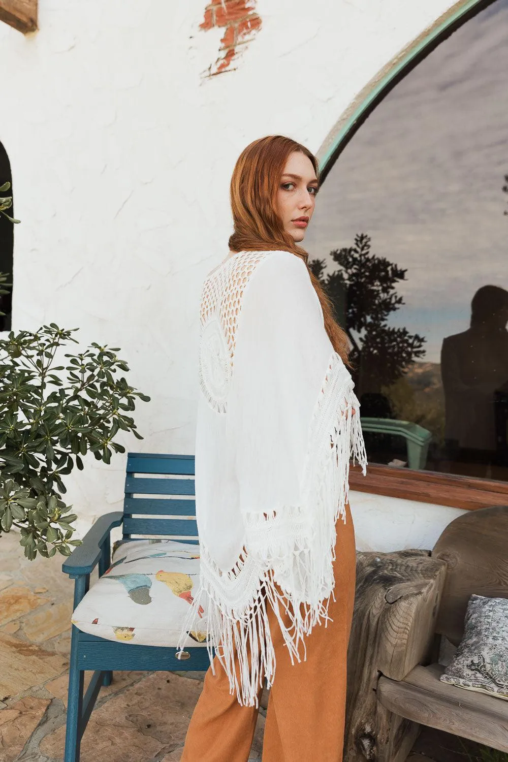 Crochet Medallion Tassel Kimono - 2 colors
