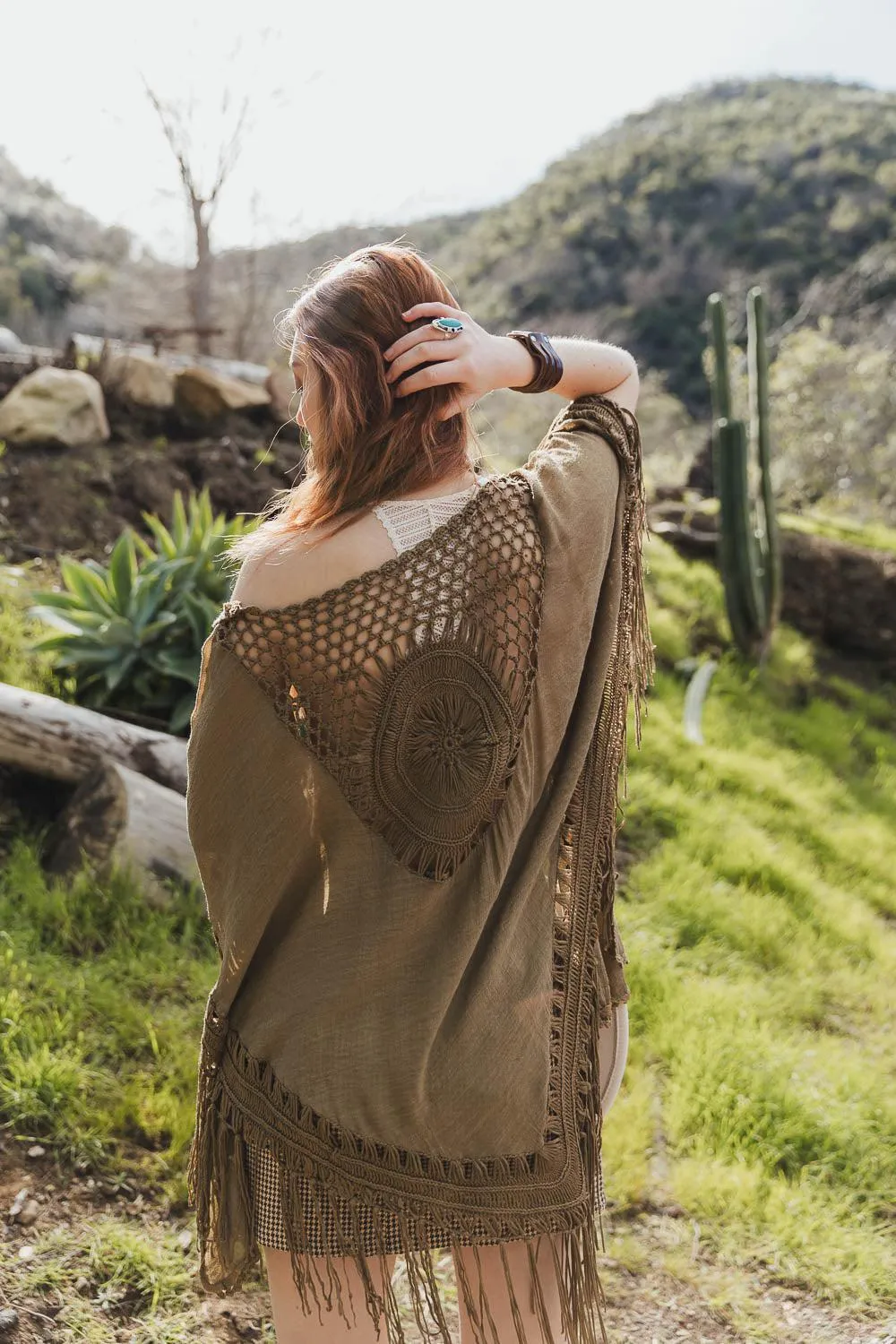 Crochet Medallion Tassel Kimono - 2 colors