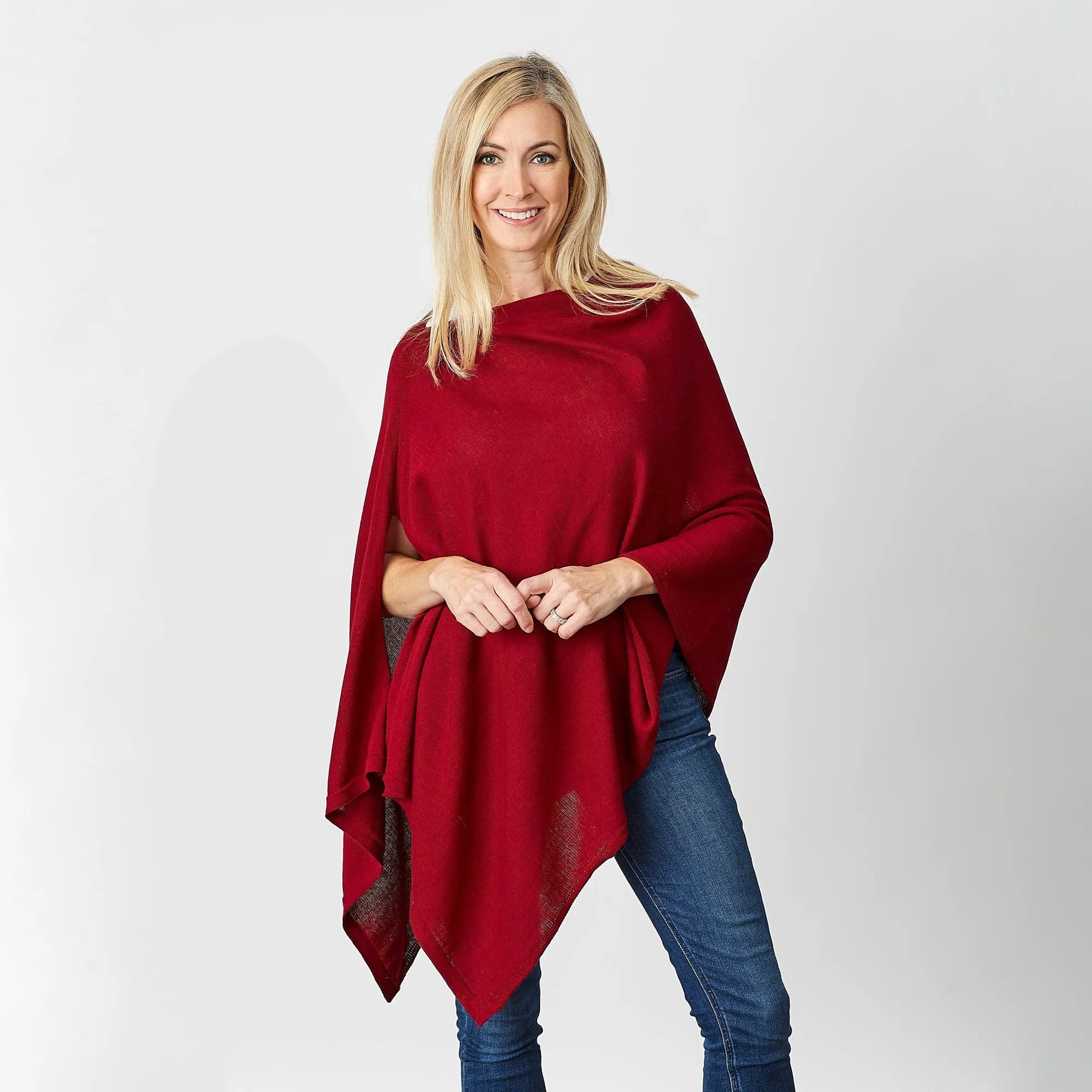 Currant Solid Cotton Poncho