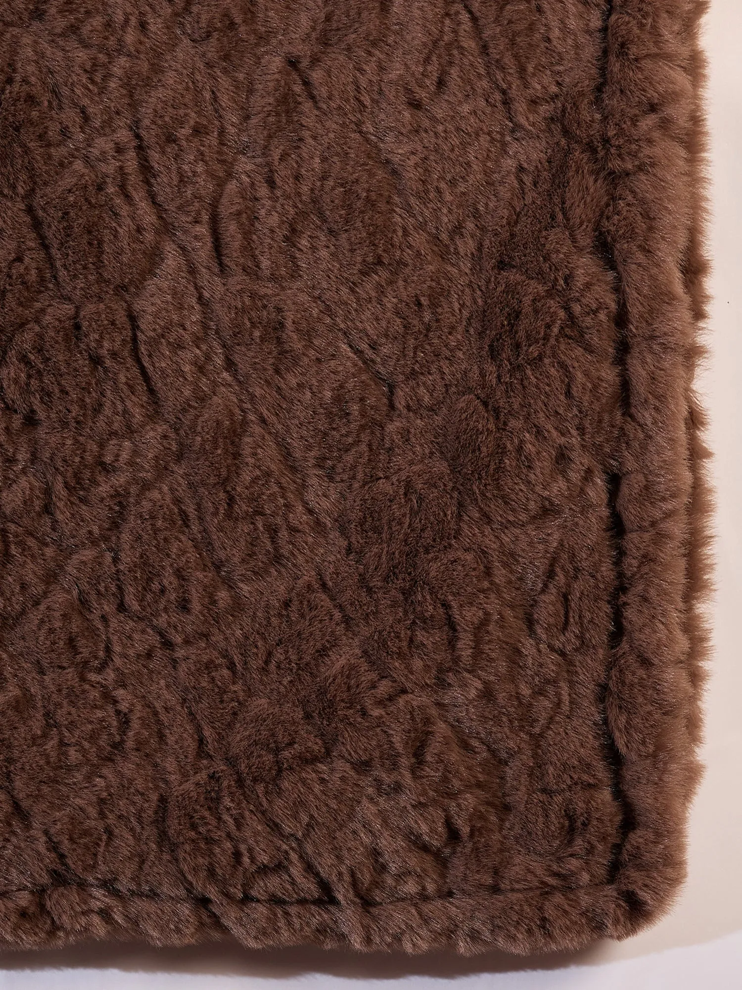 Dull Brown Rabbit Faux Fur Poncho