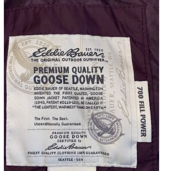 Eddie Bauer Premium Quality Goose Down Puffer Jacket - Women's Size M - EB 700