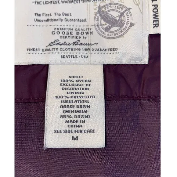Eddie Bauer Premium Quality Goose Down Puffer Jacket - Women's Size M - EB 700