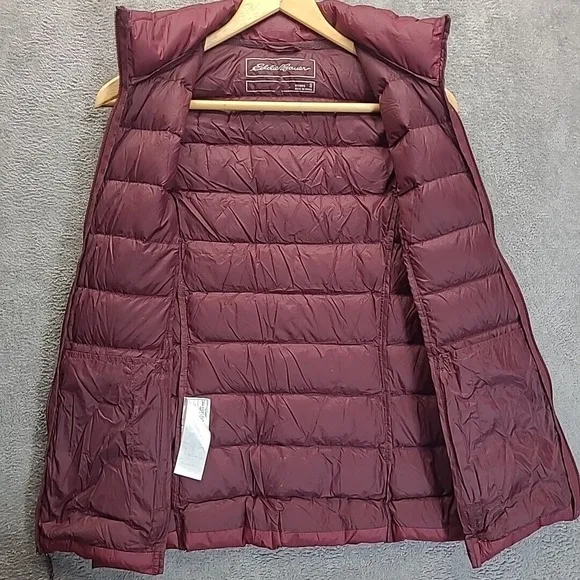 Eddie Bauer Womens Down Puffer Vest Small EB650 Black Full Zip