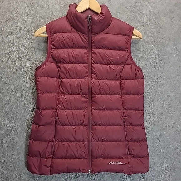 Eddie Bauer Womens Down Puffer Vest Small EB650 Black Full Zip