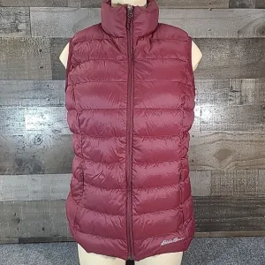 Eddie Bauer Womens Down Puffer Vest Small EB650 Black Full Zip