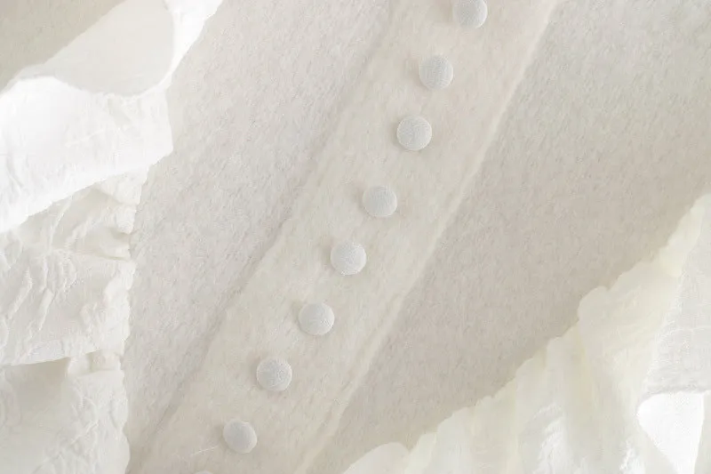 Elastic Sleeve Ruffled High-collared Laminated Sweaters Blouses