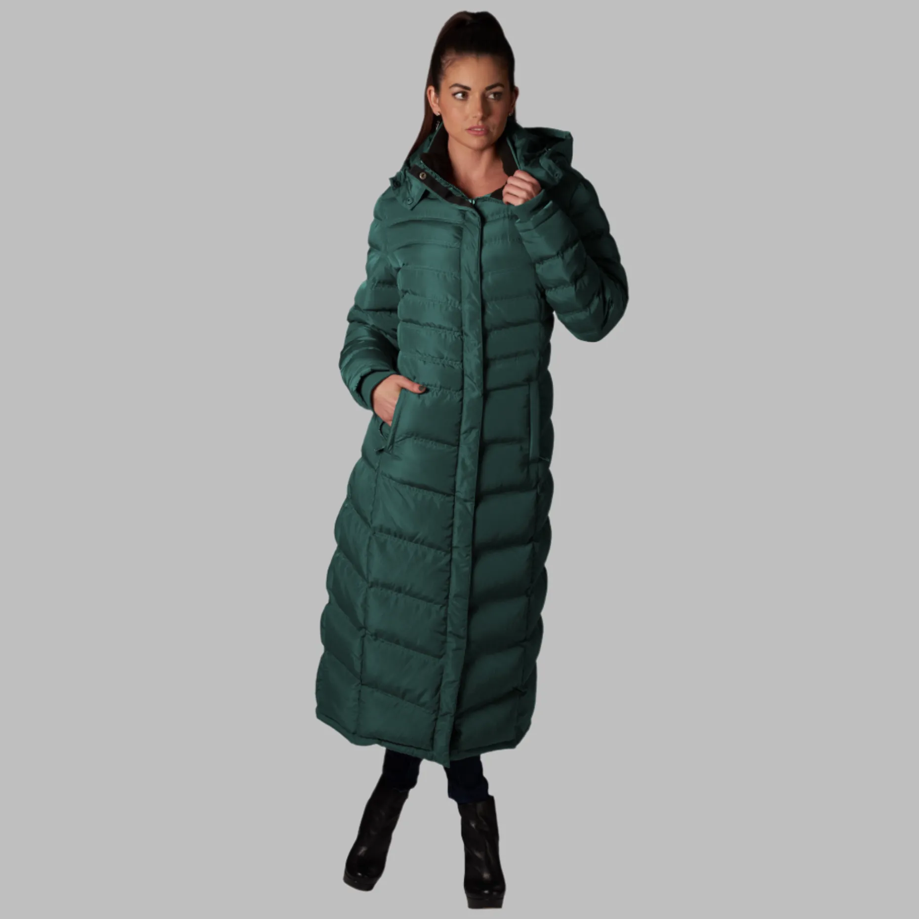 ELORA Full-Length Puffer Coat for Women - Stylish Winter Maxi Coat (47 Inch)