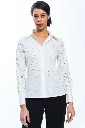 Embroidered Eyelet Blouse Style 9203