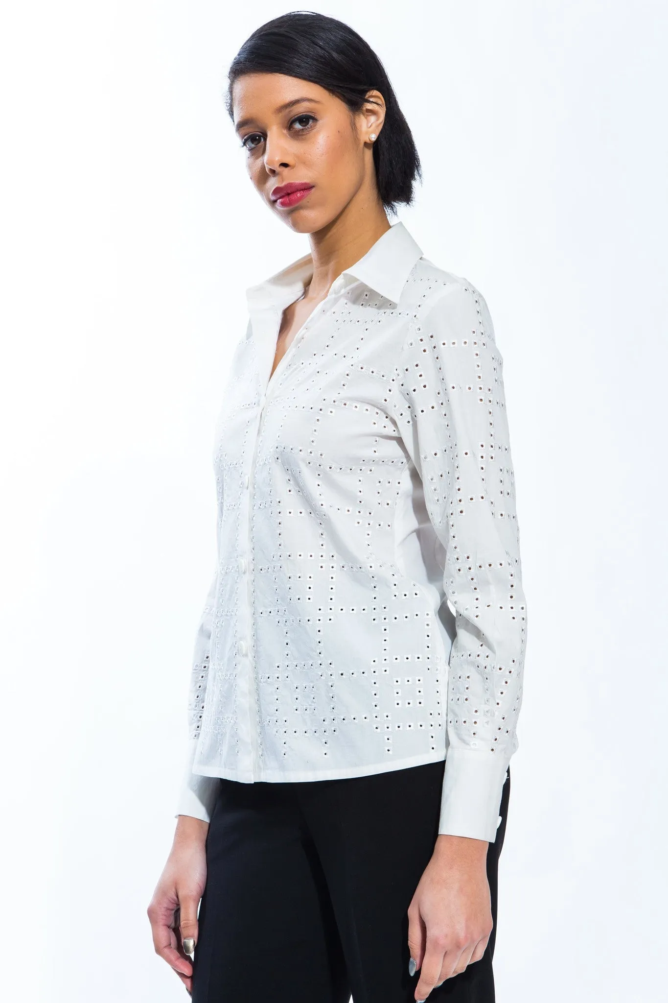 Embroidered Eyelet Blouse Style 9203