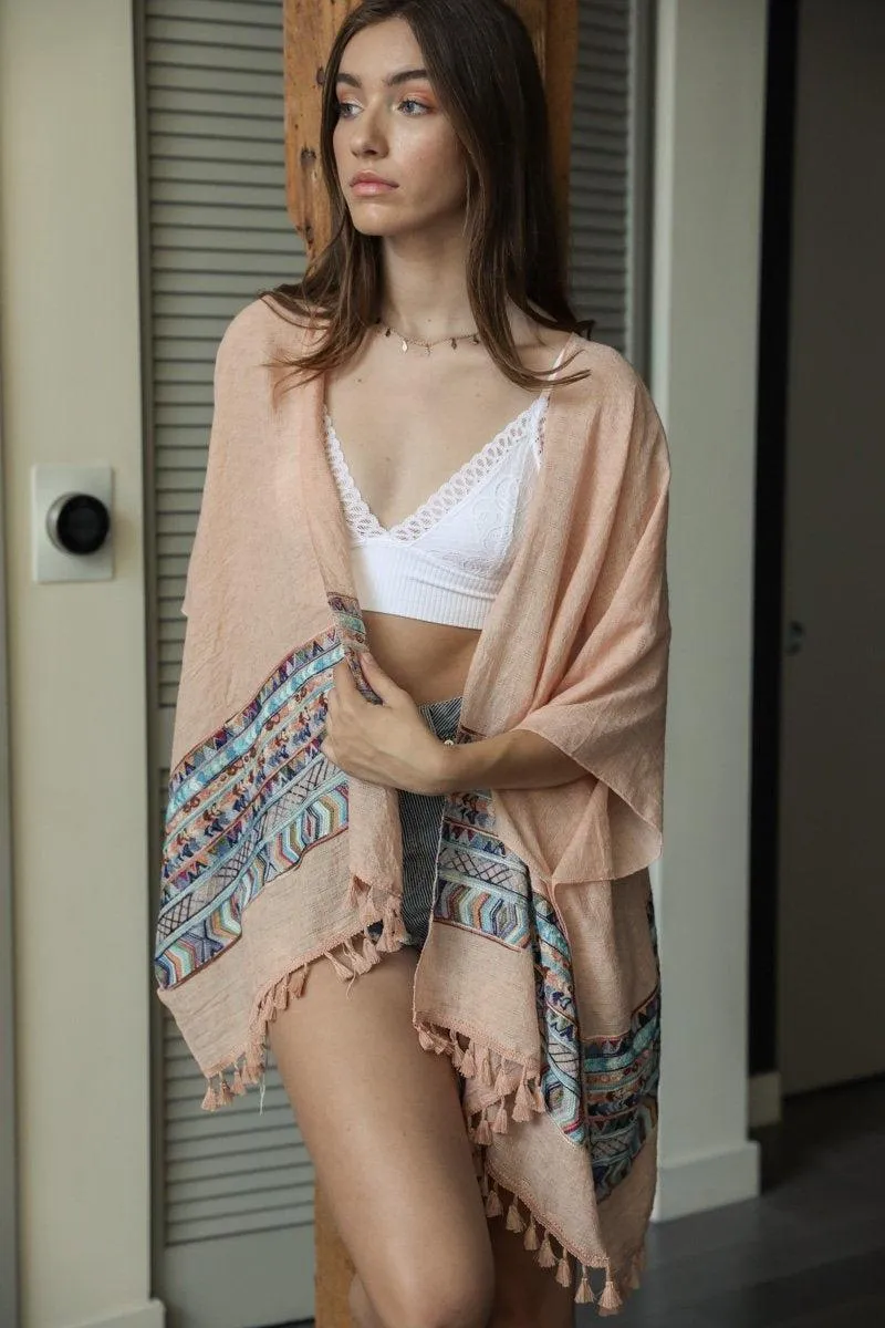 Embroidered Geometric Kimono - 3 colors