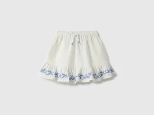 Embroidered Regular Fit Ruffled Skirt
