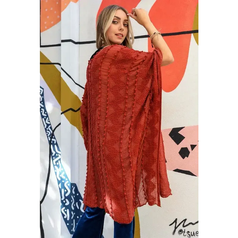 Embroidered Zig Zag Soft Kimono