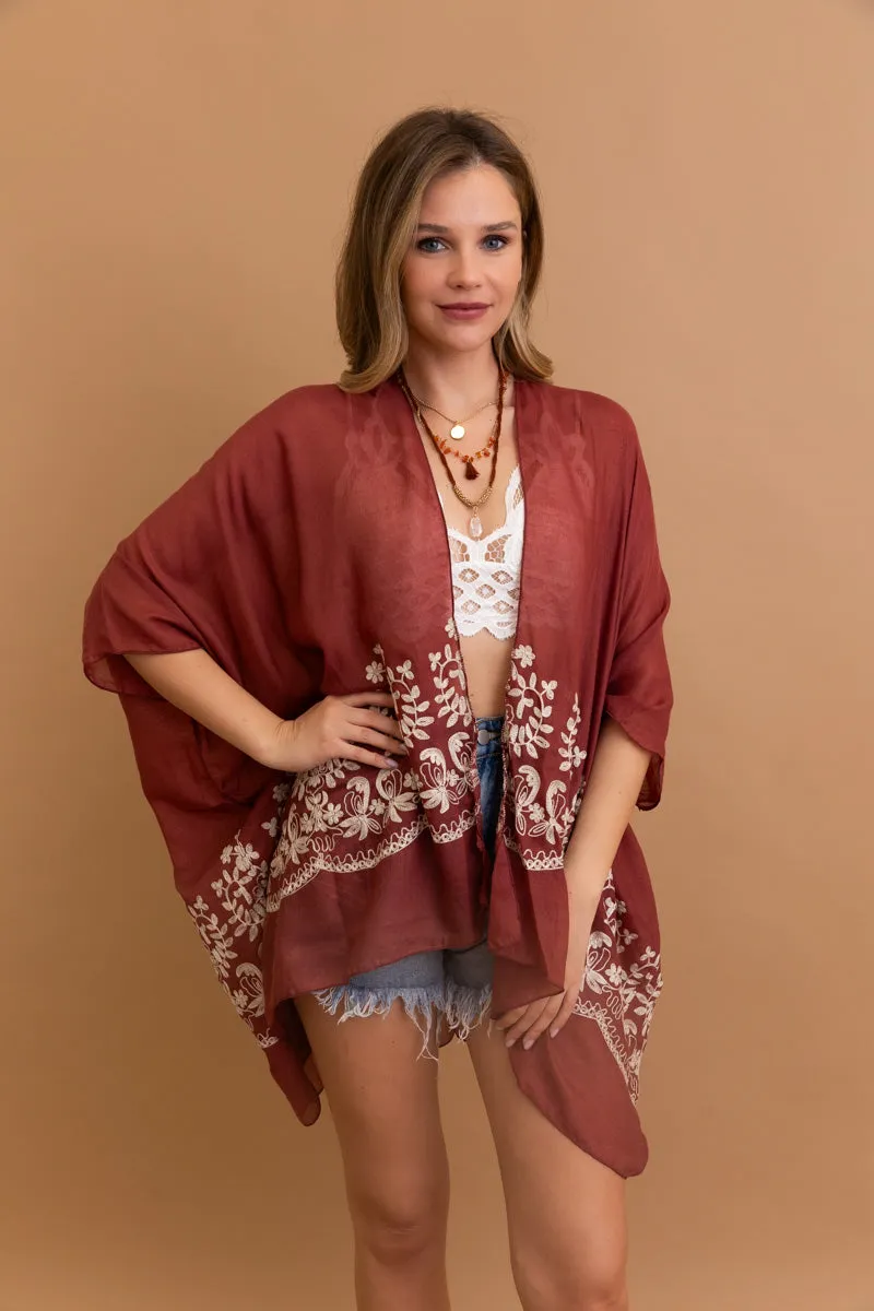 Enchanted Bloom Embroidered Kimono
