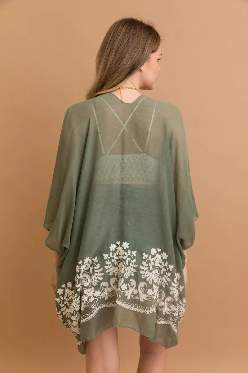 Enchanted Bloom Embroidered Kimono