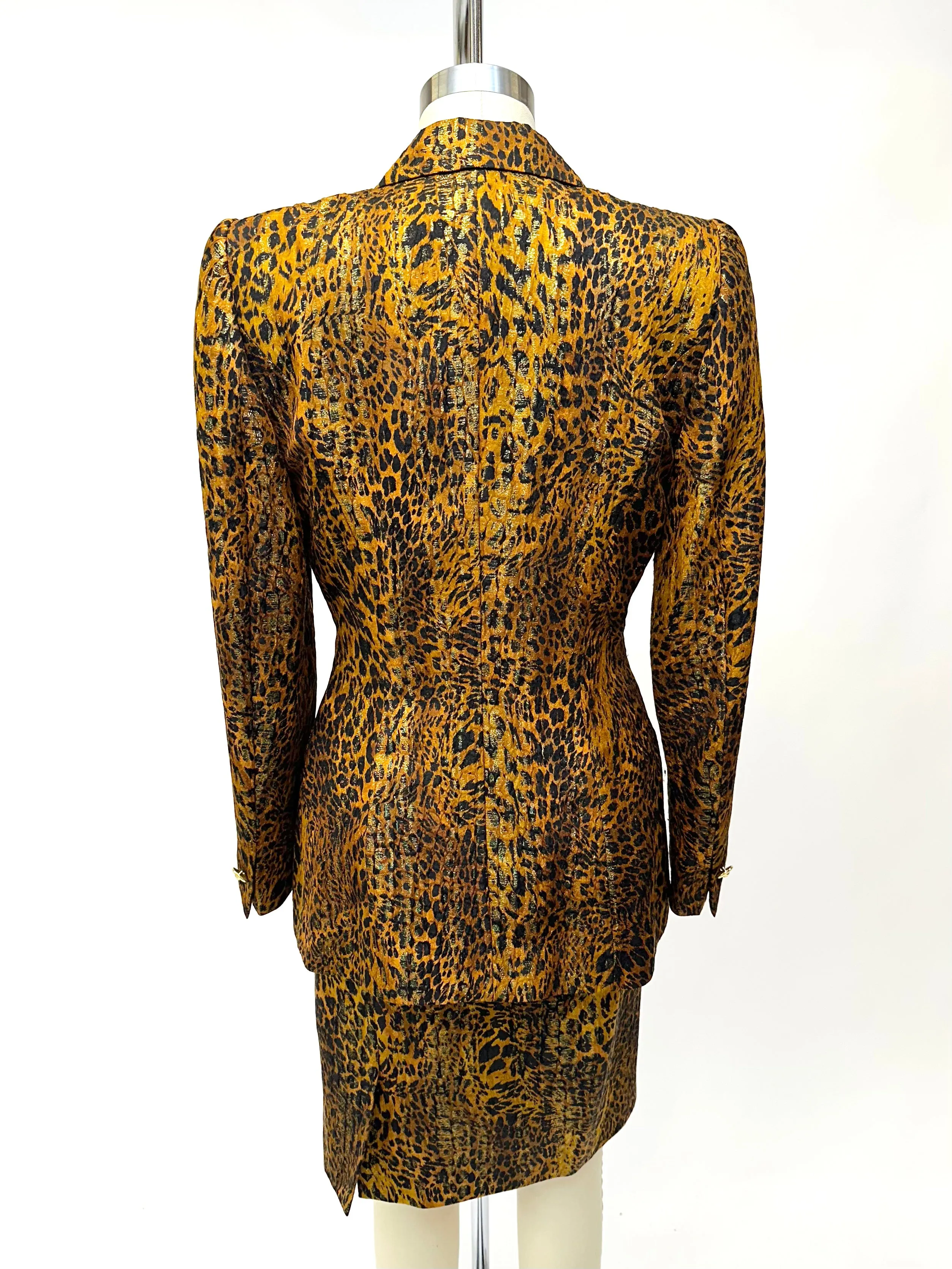 Escada Silk Lurex Animal Print Skirt Set