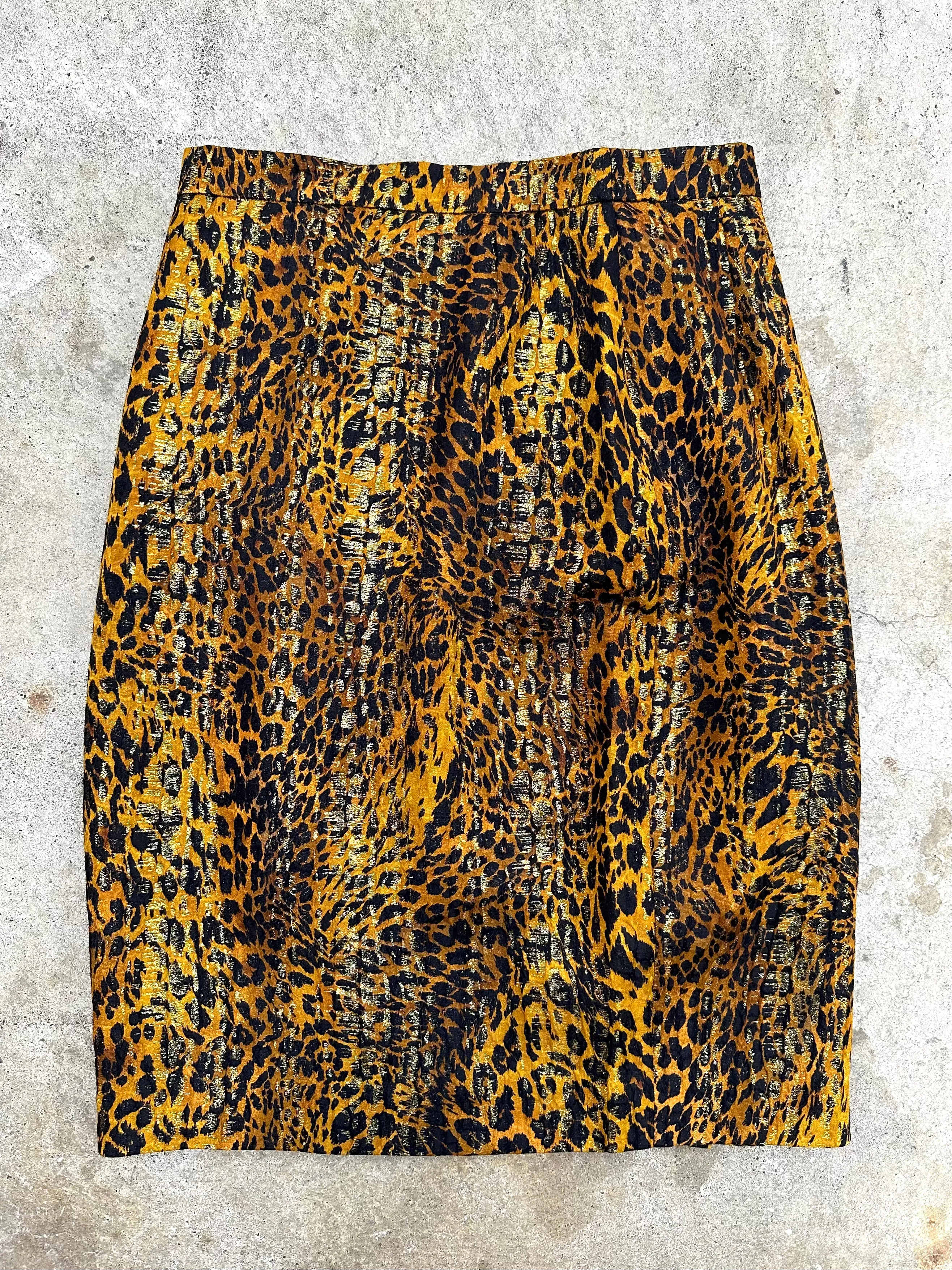 Escada Silk Lurex Animal Print Skirt Set