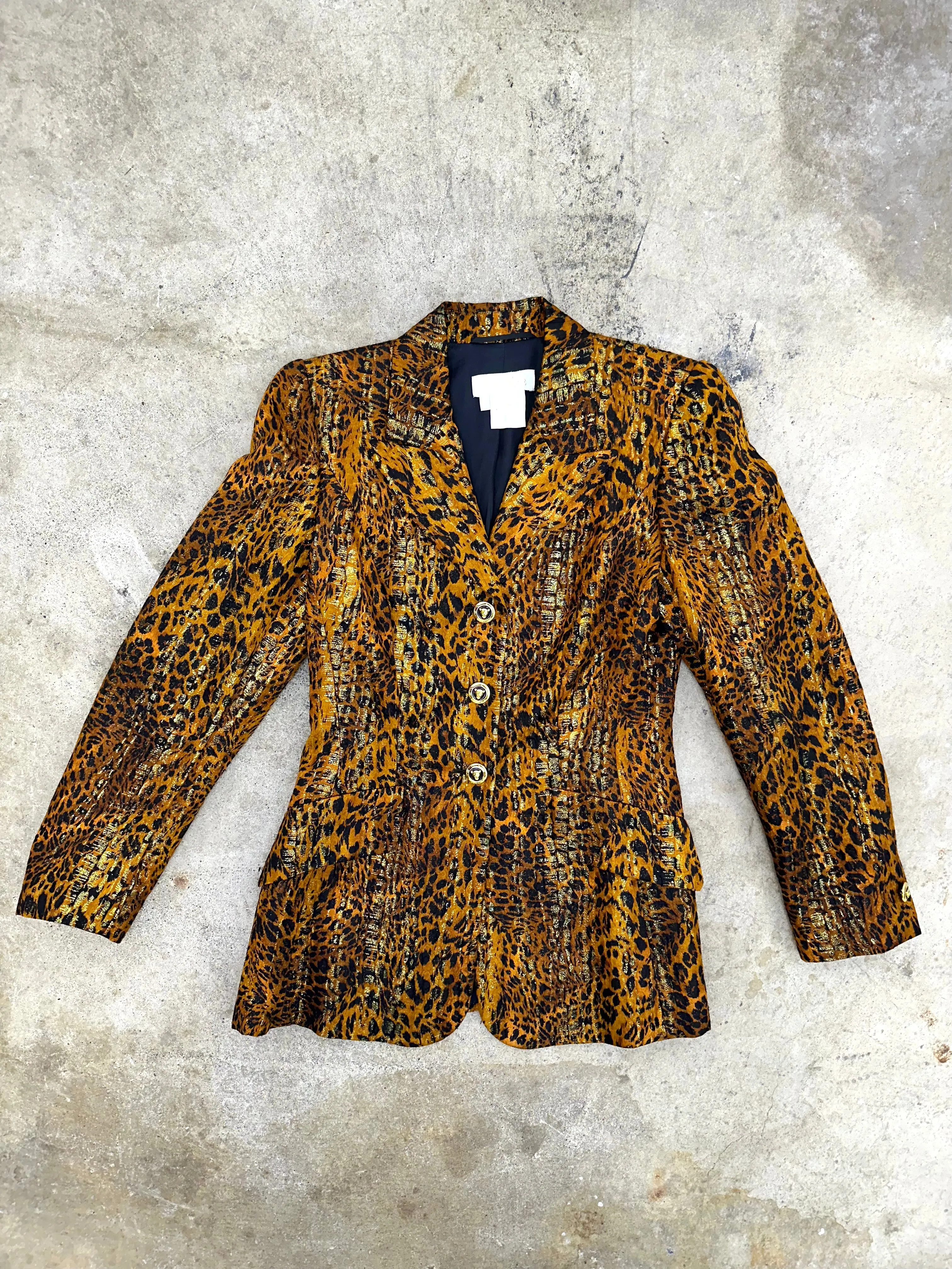Escada Silk Lurex Animal Print Skirt Set
