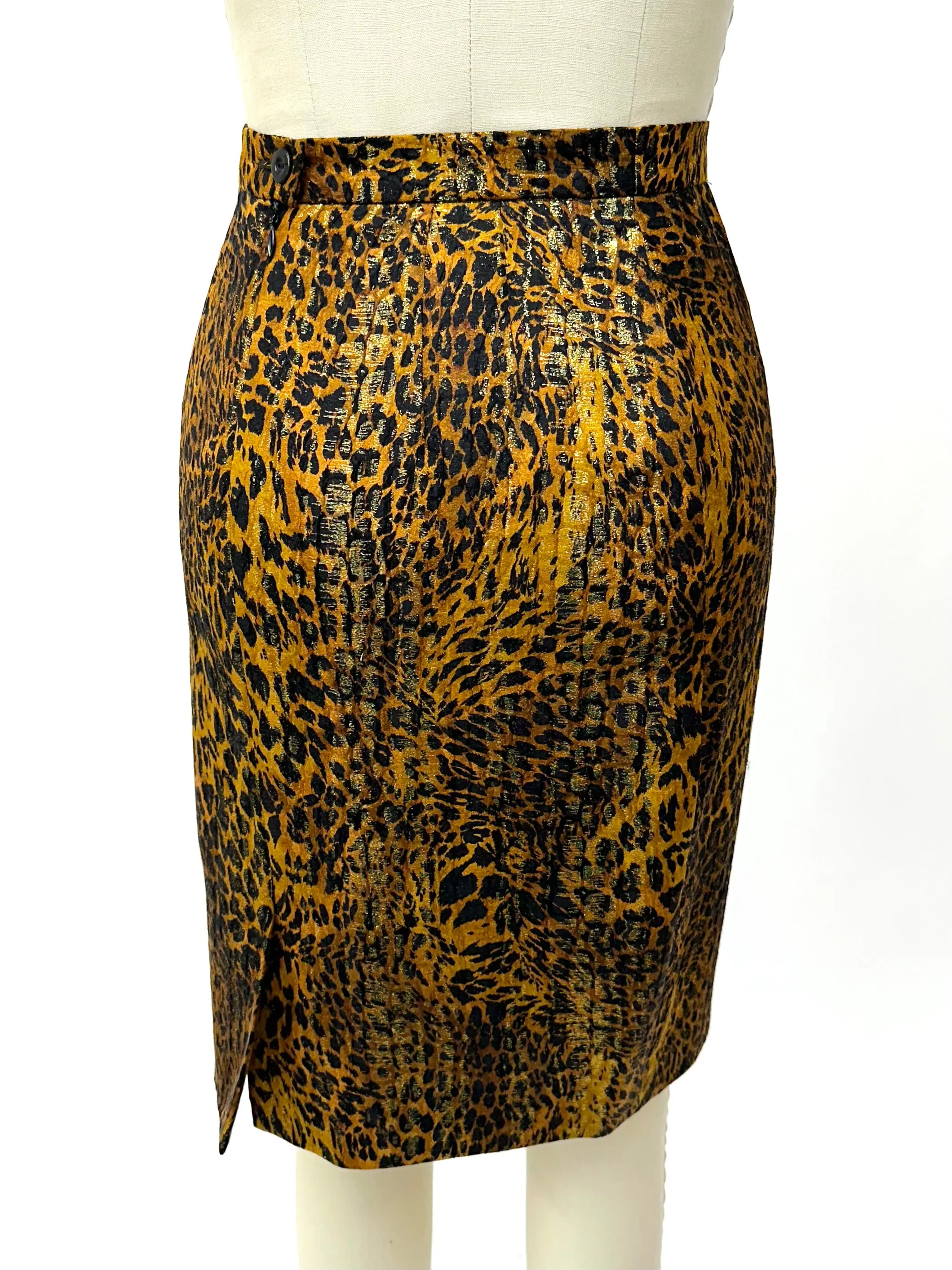 Escada Silk Lurex Animal Print Skirt Set