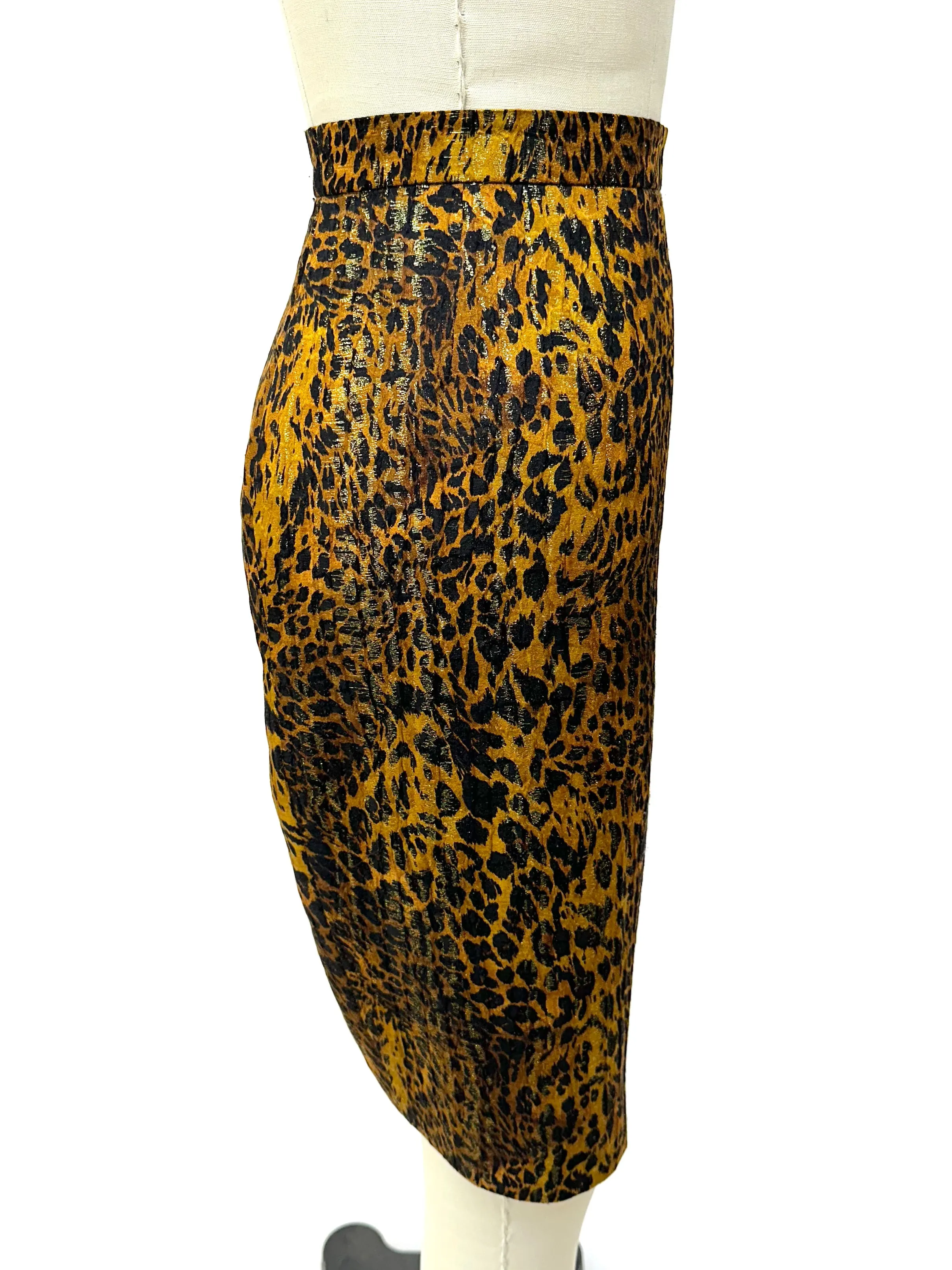 Escada Silk Lurex Animal Print Skirt Set