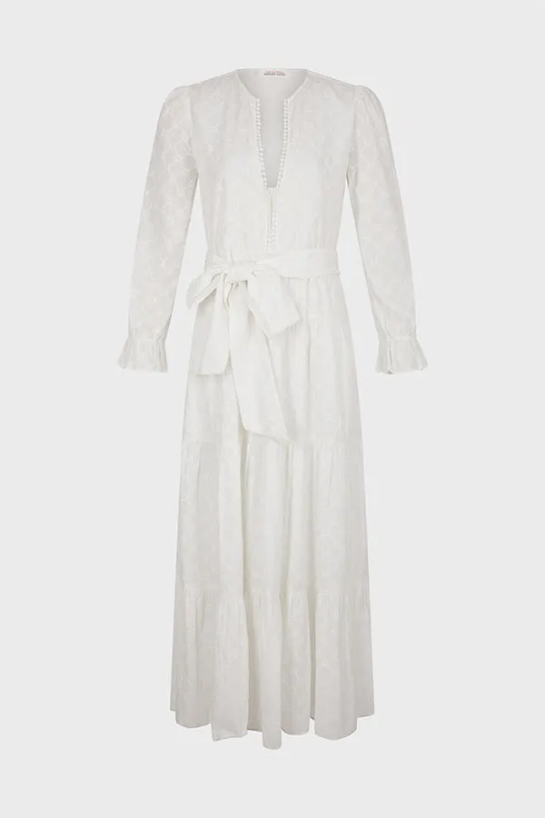 ETANN EMBROIDERED WHITE MAXI DRESS
