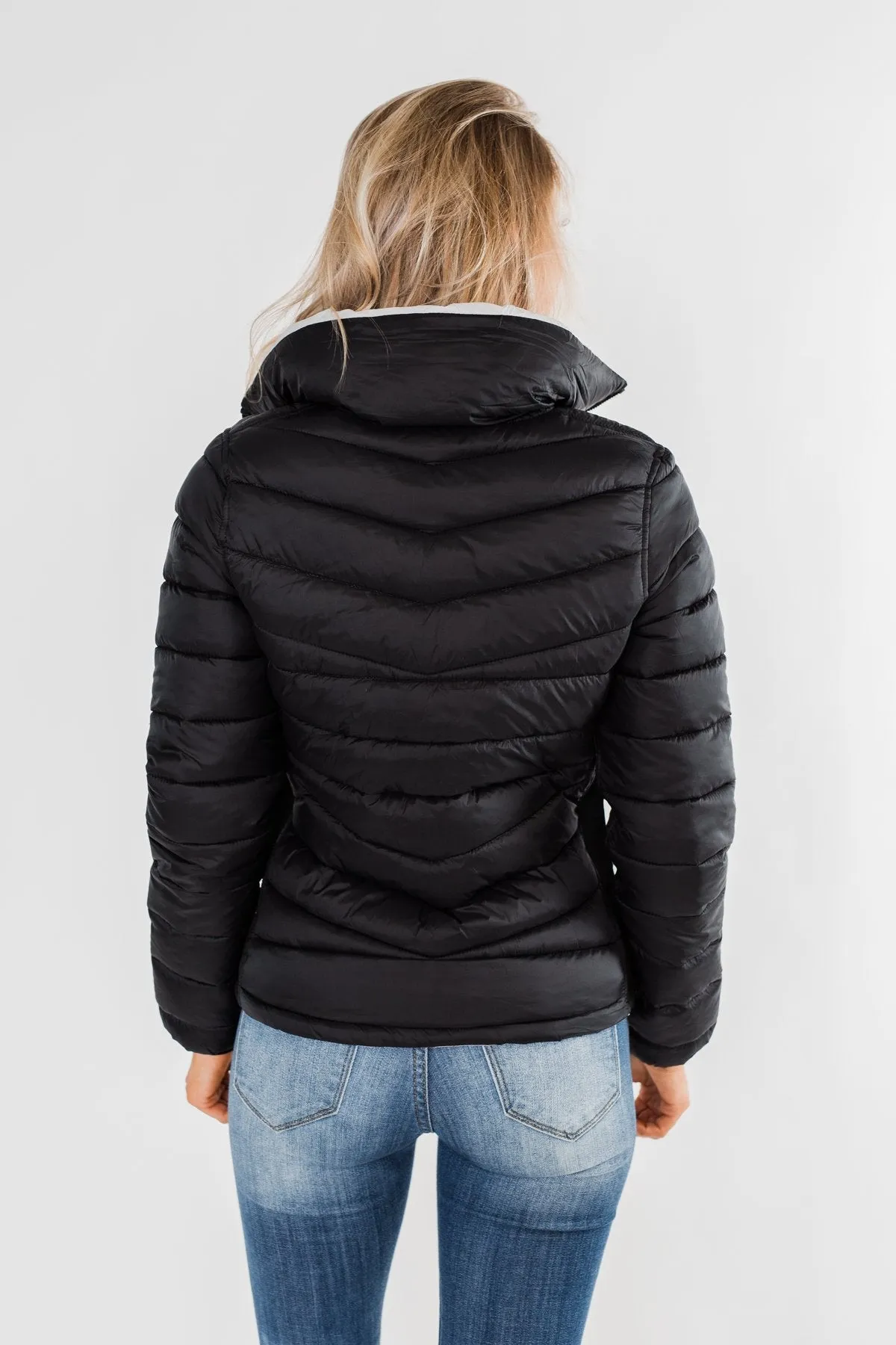 Everything I Want Reversible Puffer Coat- Black & Light Grey