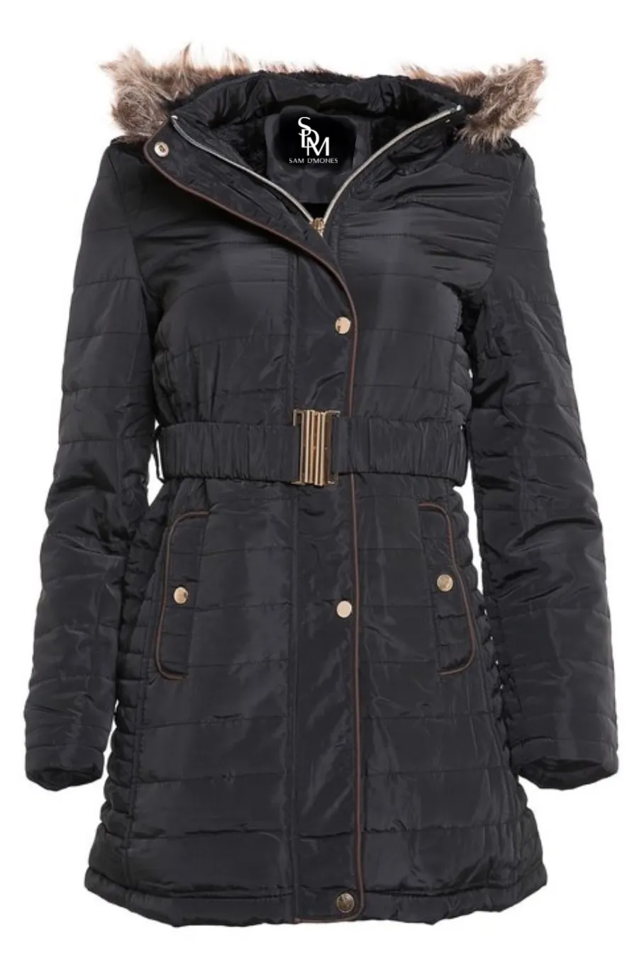Faux Fur Trim Puffer Coat By SAM D'MONES