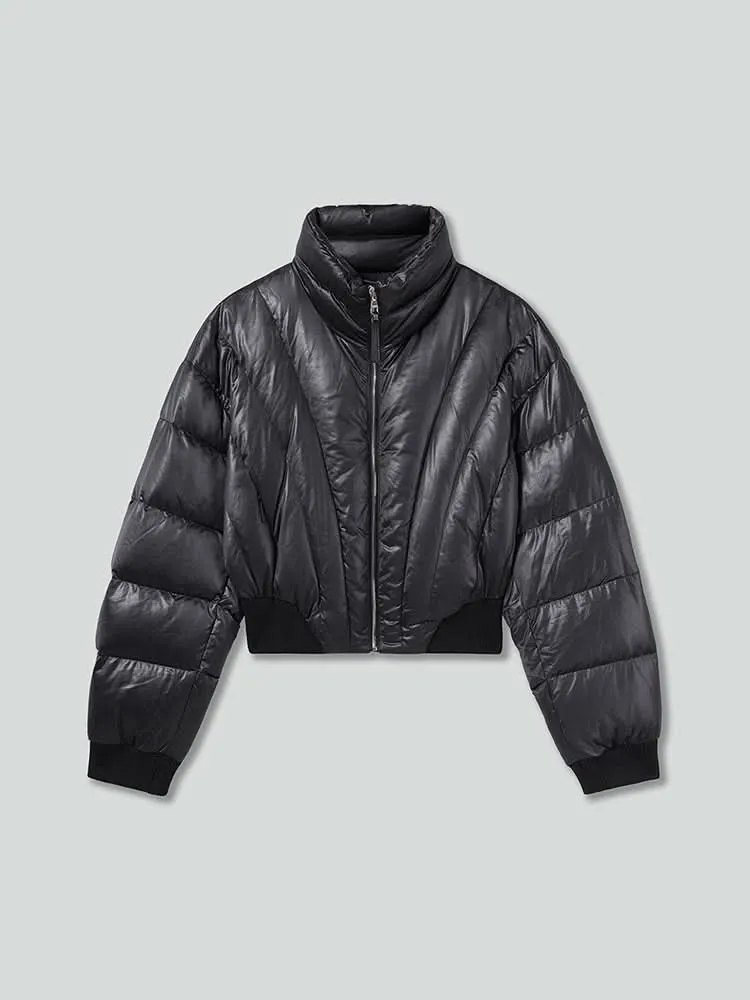 Flannel Neck Puffy Jacket
