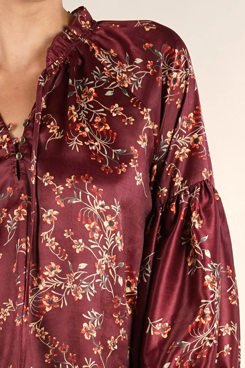 Floral Holiday Long Sleeve Flowy Top