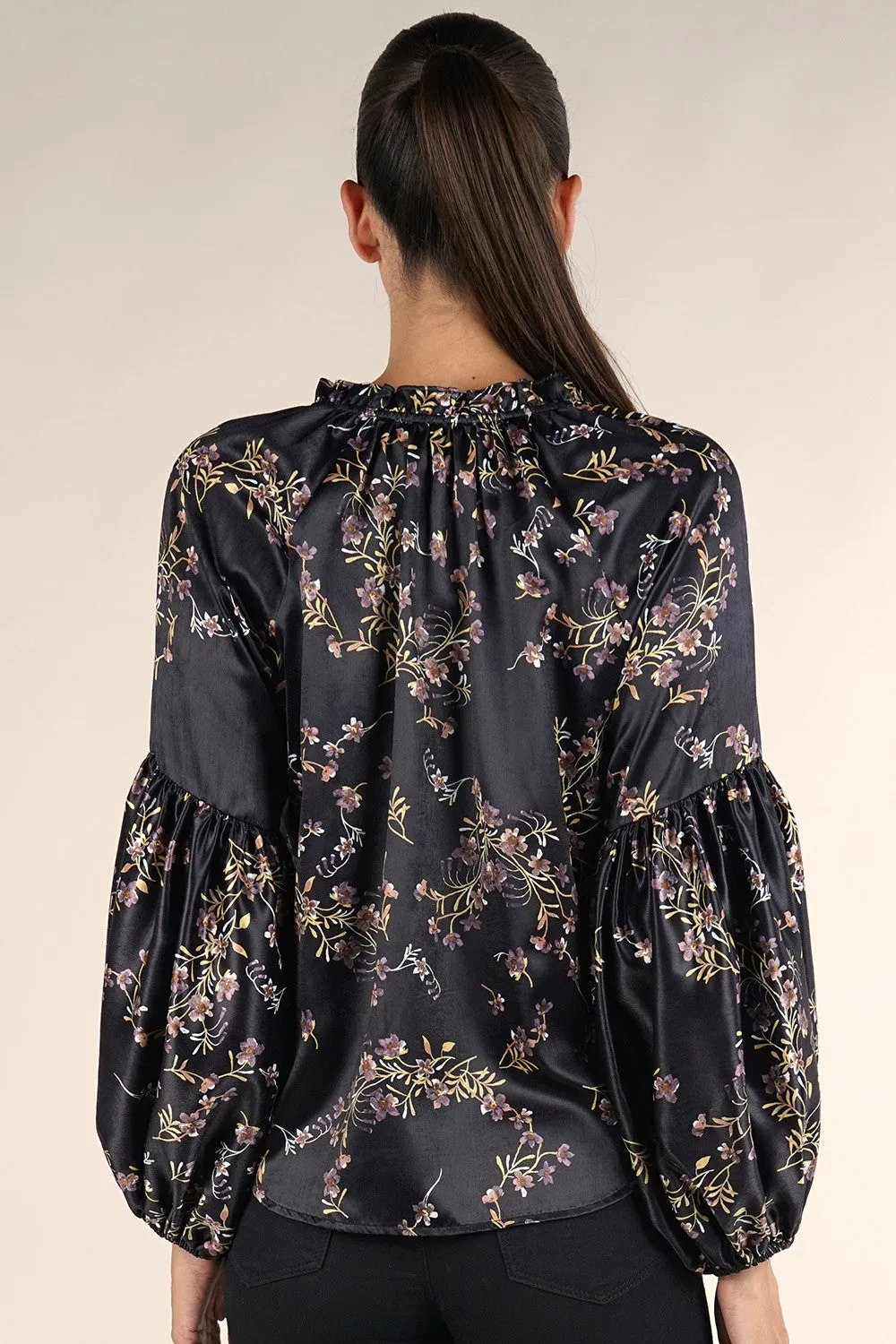 Floral Holiday Long Sleeve Flowy Top