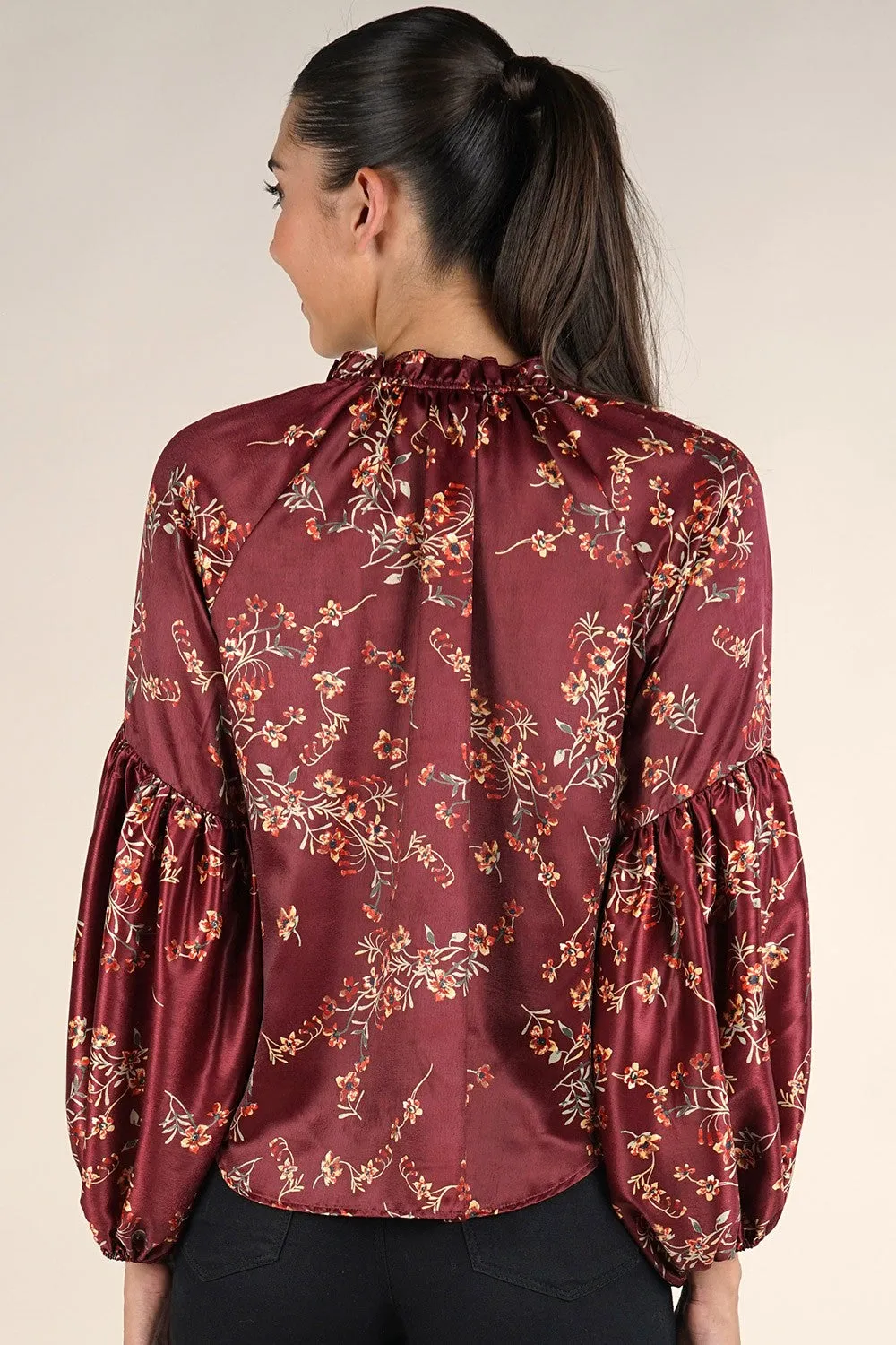 Floral Holiday Long Sleeve Flowy Top