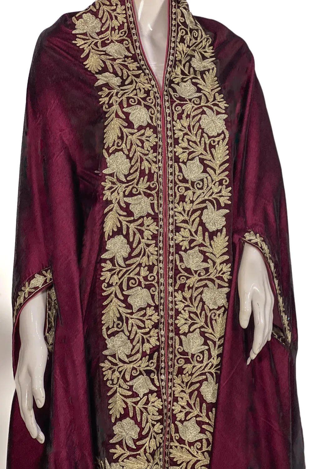 Floral Wine Velvet Shawl Bel Stylish design Fraud-free Cape Embroidery: Tilla with