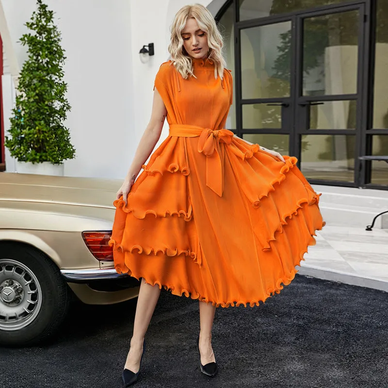 Florence Crepe Ruffled Dress