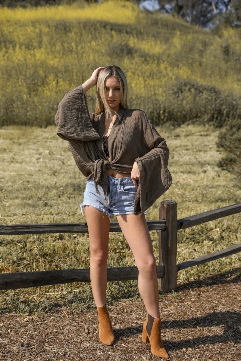 Flounce Sleeve Kimono Wrap - 4 colors