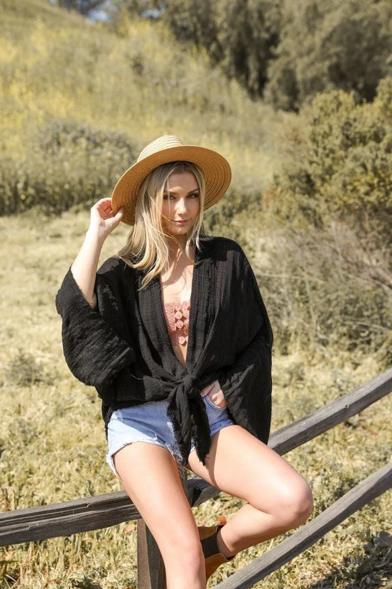 Flounce Sleeve Kimono Wrap - 4 colors