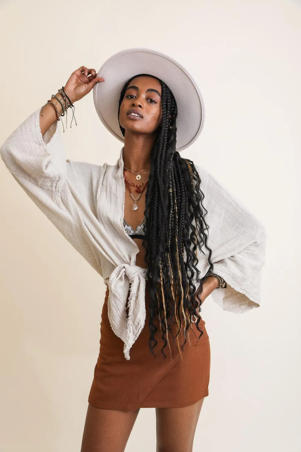 Flounce Sleeve Kimono Wrap - 4 colors